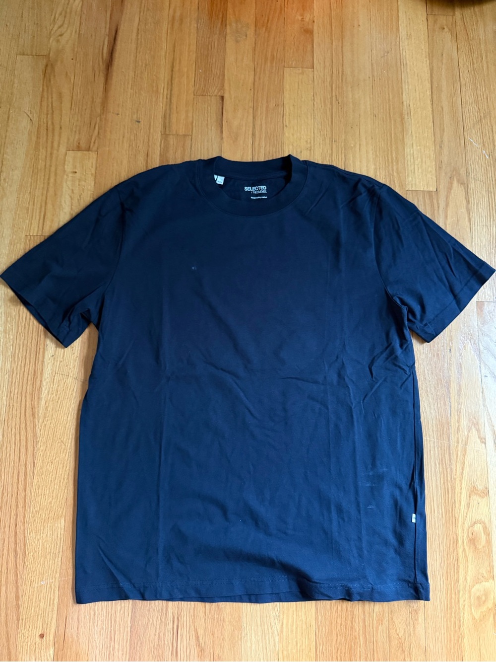 Selected Homme Men's Black Crewneck Short-Sleeve Tee
